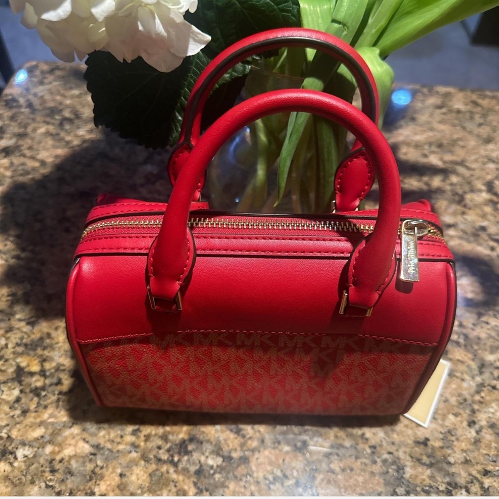Michael Kors Red Mini Crossbody Bag with Leather Accents - Picture 3 of 10
